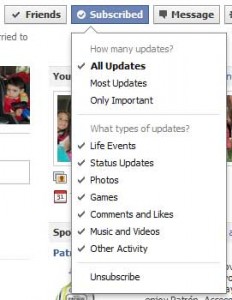 Facebook Subscribe Options