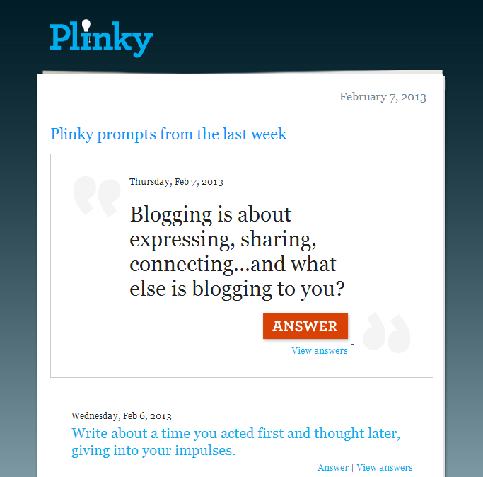 Plinky Prompts Email